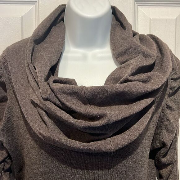 RED || Heathered Brown Oversized Cowl‎ Neck Sweater Size S/M - Picture 2 of 10